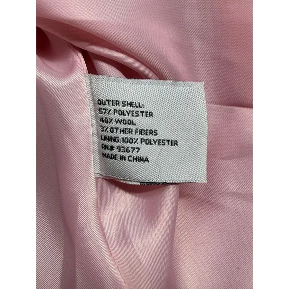 Worthington Pea Coat Womens Medium Pink Tweed Wool Blend Lined Preppy Academia - Picture 7 of 11